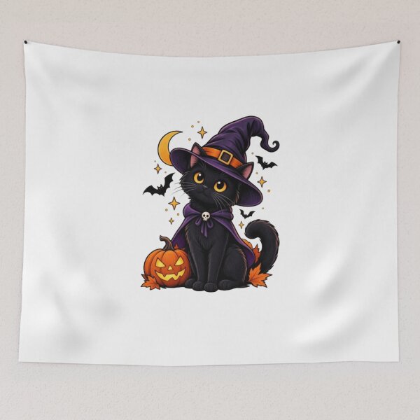 Item preview, Black Cat Witch – Cute Halloween Cat designed and sold by 1PRINTORA1.