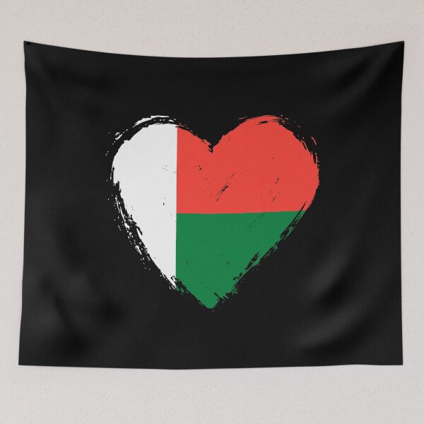 Item preview, Distressed Madagascar Flag Heart MG designed and sold by shitpostee.