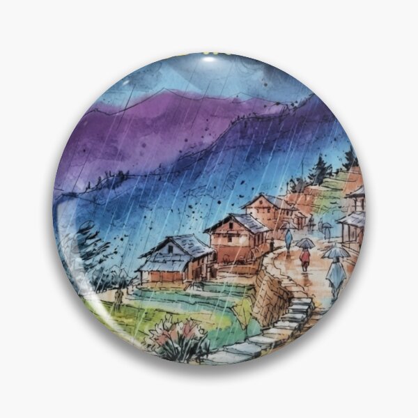 Artikelvorschau, Regenreiches Dorf am Hang entworfen und verkauft von DreamRunArt.