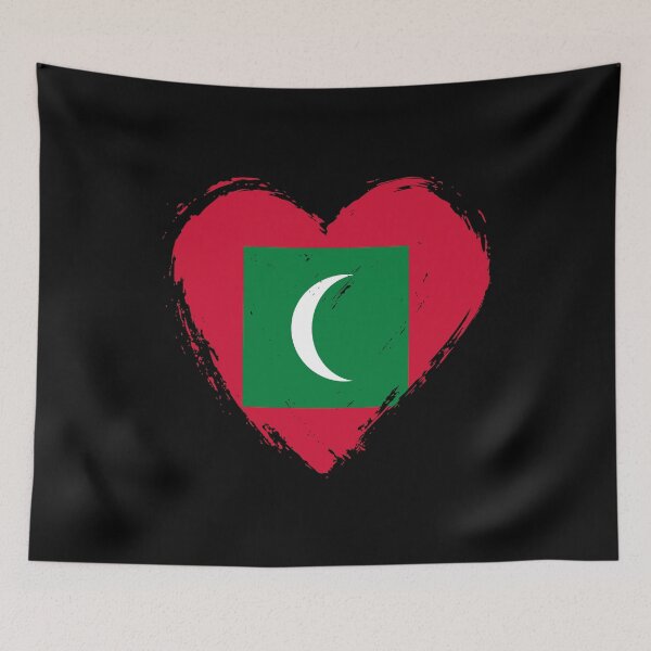 Item preview, Distressed Maldives Flag Heart MV designed and sold by shitpostee.
