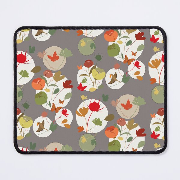 Item preview, Geometric Botanical Circle Pattern with Autumn Flowers designed and sold by Vibria Pattern Studio.