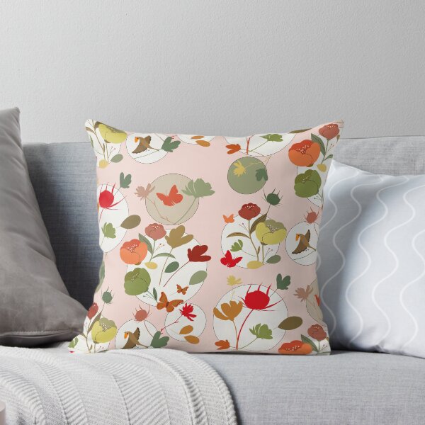 Artikelvorschau, Geometrisches botanisches Kreismuster mit Herbstblumen entworfen und verkauft von Vibria Pattern Studio.