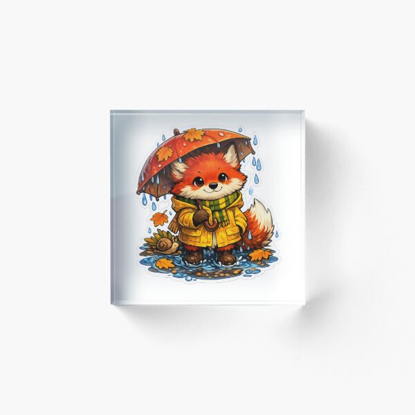 Item preview, Autumn Fox Under Umbrella Sticker designed and sold by ANNART1602.