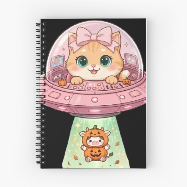 Item preview, Luna Pink UFO Abducting Pumpkin Cow designed and sold by Moody Vibes Studio.