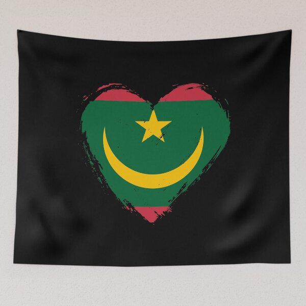 Item preview, Distressed Mauritania Flag Heart MR designed and sold by shitpostee.