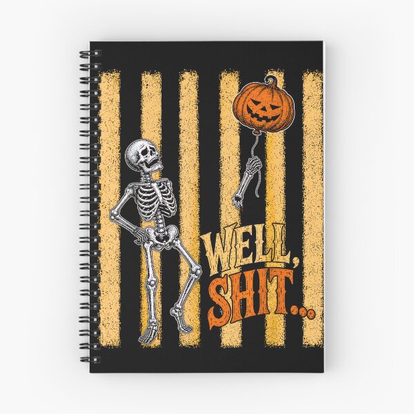 Item preview, Well Shit Funny Skeleton Chasing Pumpkin Balloon Halloween designed and sold by NinigFox.