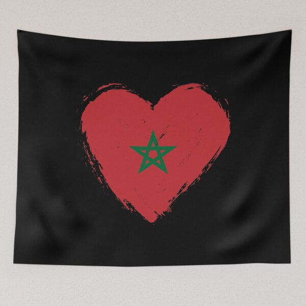 Item preview, Distressed Morocco Flag Heart MA designed and sold by shitpostee.