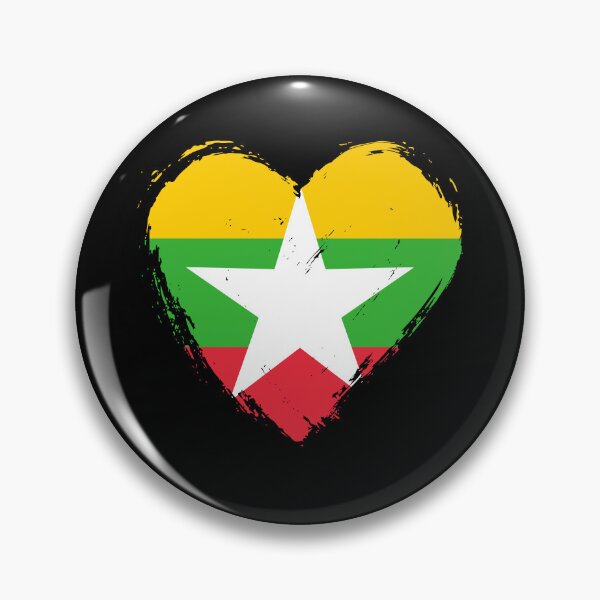 Item preview, Distressed Myanmar Flag Heart MM designed and sold by shitpostee.