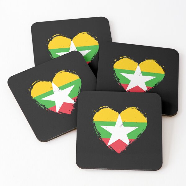 Item preview, Distressed Myanmar Flag Heart MM designed and sold by shitpostee.