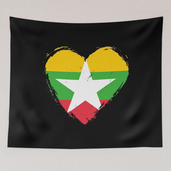 Item preview, Distressed Myanmar Flag Heart MM designed and sold by shitpostee.