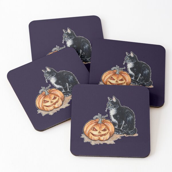 Item preview, Black Cat Pumpkin Jack O Lantern Halloween Watercolor designed and sold by esmavart.