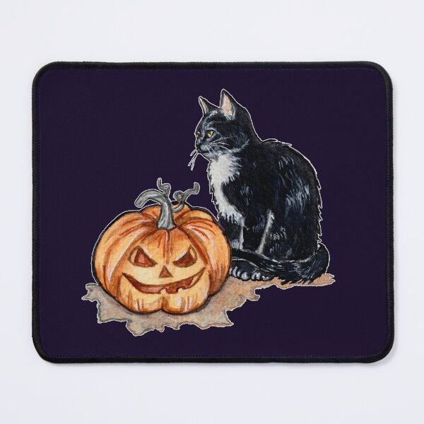 Item preview, Black Cat Pumpkin Jack O Lantern Halloween Watercolor designed and sold by esmavart.
