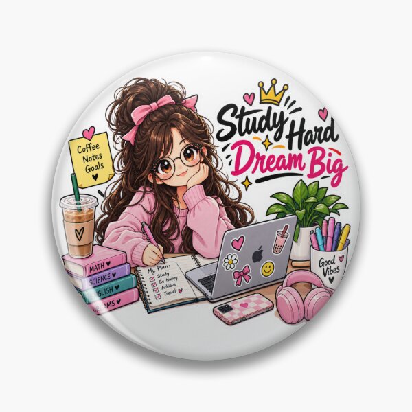 Item preview, Study Hard Dream Big Cute Student Girl Sticker | Study Motivation Sticker designed and sold by Genzfirevibes.