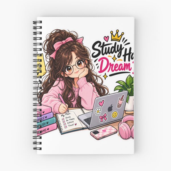 Item preview, Study Hard Dream Big Cute Student Girl Sticker | Study Motivation Sticker designed and sold by Genzfirevibes.