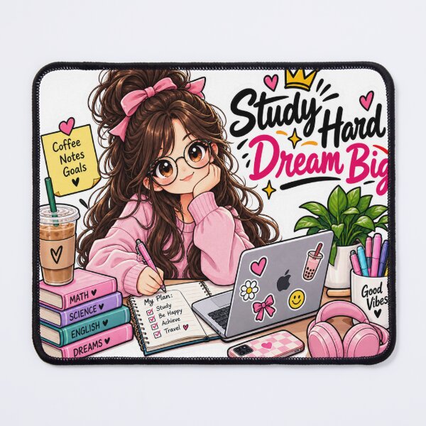 Item preview, Study Hard Dream Big Cute Student Girl Sticker | Study Motivation Sticker designed and sold by Genzfirevibes.