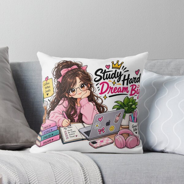 Item preview, Study Hard Dream Big Cute Student Girl Sticker | Study Motivation Sticker designed and sold by Genzfirevibes.