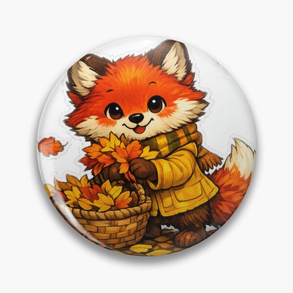 Item preview, Autumn Fox Gathering Leaves Stickers designed and sold by ANNART1602.