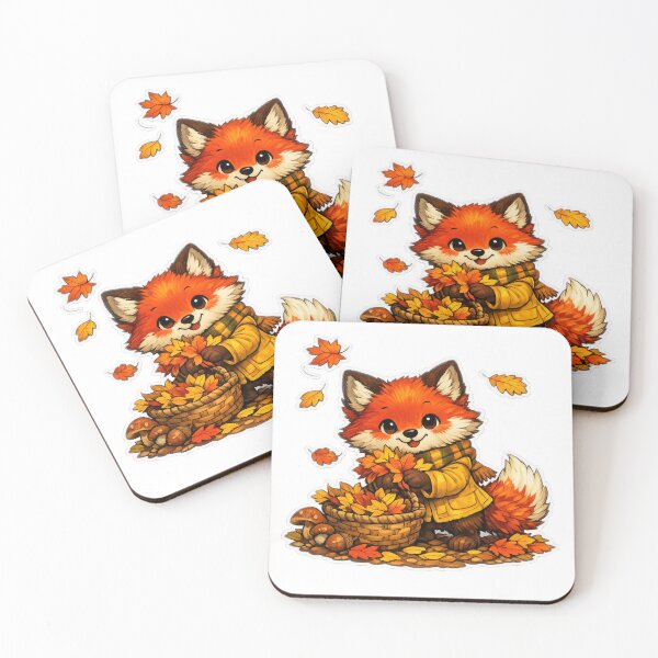 Item preview, Autumn Fox Gathering Leaves Stickers designed and sold by ANNART1602.