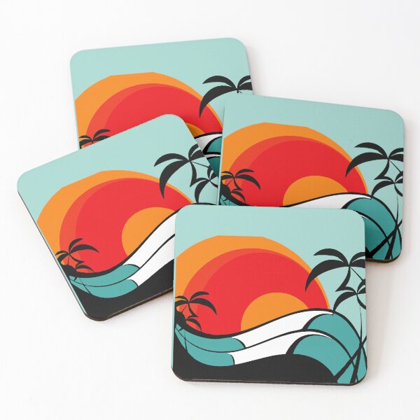 Item preview, Retro Tropical Sunset with Layered Colorful Palm Silhouettes" designed and sold by Johnnies.