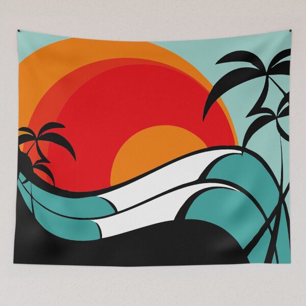 Item preview, Retro Tropical Sunset with Layered Colorful Palm Silhouettes" designed and sold by Johnnies.