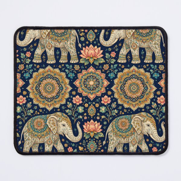Item preview, Elephant Mandala Seamless Pattern – Indian Boho Floral Elephant Textile Design designed and sold by lavanya11.