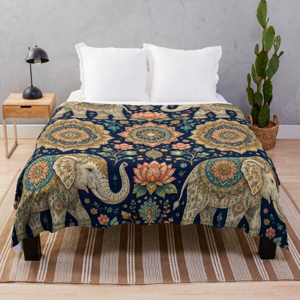 Item preview, Elephant Mandala Seamless Pattern – Indian Boho Floral Elephant Textile Design designed and sold by lavanya11.