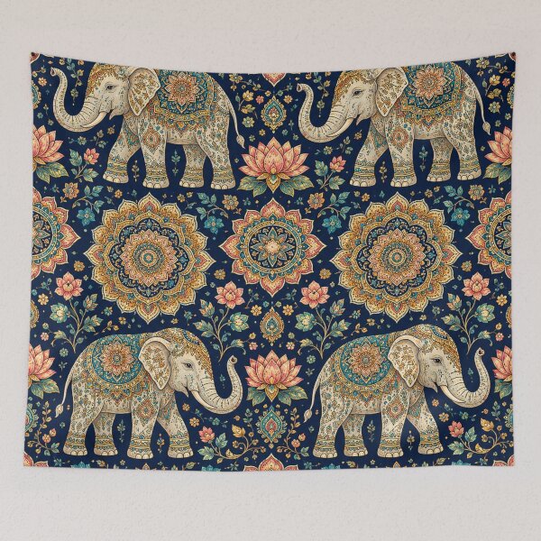 Item preview, Elephant Mandala Seamless Pattern – Indian Boho Floral Elephant Textile Design designed and sold by lavanya11.