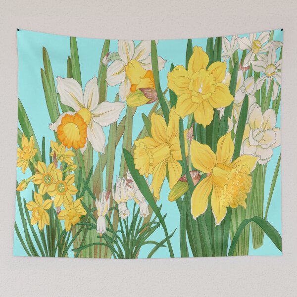 Item preview, Vintage Japanese Woodblock Botanical Daffodils Painting by Tanigami Konan designed and sold by Itaya Art.