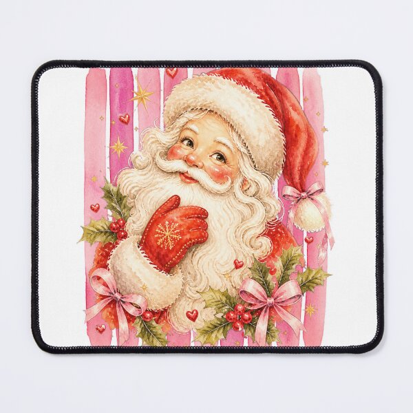 Item preview, Pink Striped Santa Watercolor Santa with Coquette Bows designed and sold by Pattranit56.
