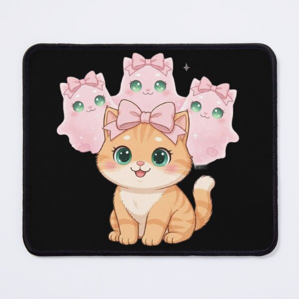 Item preview, Luna And Her Ghost Friends - Cute Pink Halloween Cat designed and sold by Moody Vibes Studio.