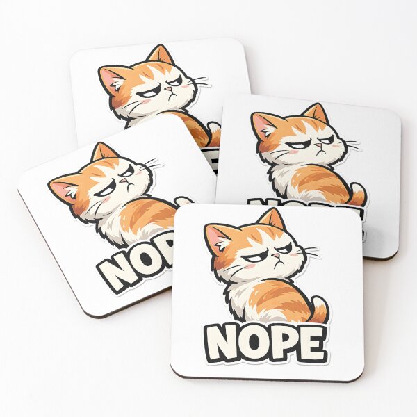 Item preview, Funny Grumpy Cat "NOPE" Sticker - Sassy Ginger Kitty Illustration designed and sold by OuSfian1.
