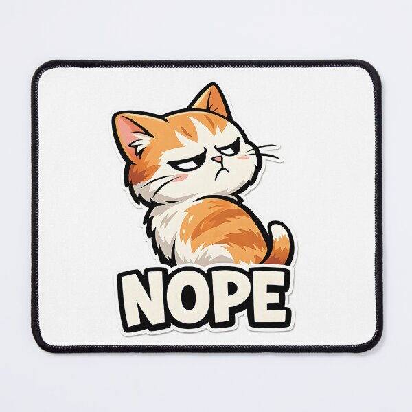 Item preview, Funny Grumpy Cat "NOPE" Sticker - Sassy Ginger Kitty Illustration designed and sold by OuSfian1.