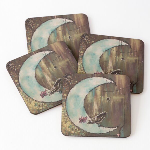Item preview, Lullaby Moon Crow Crescent Fantasy Painting designed and sold by ArtistsAtticWI.