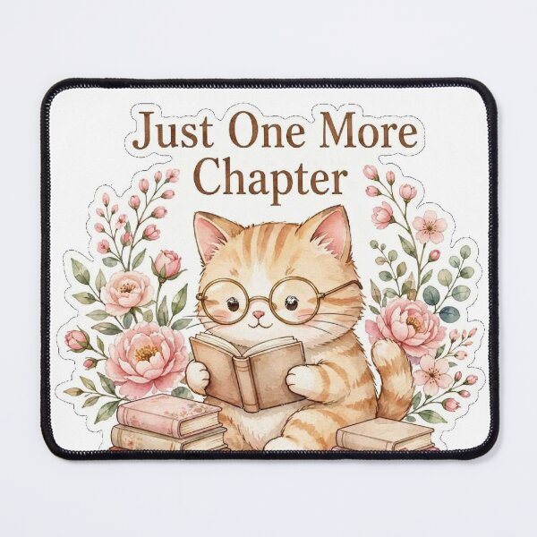Item preview, Just One More Chapter - Bookish Cat Mom - Cozy Floral Reading Cat - Book Lover Gift designed and sold by JL Studio - Cozy Arts.