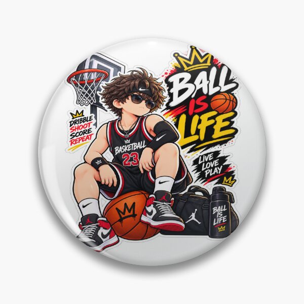 Item preview, Ball Is Life Basketball Anime Boy Sticker | Cool Basketball Player Sports Sticker designed and sold by Genzfirevibes.