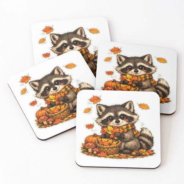 Item preview, Cozy Autumn Raccoon Sticker designed and sold by ANNART1602.