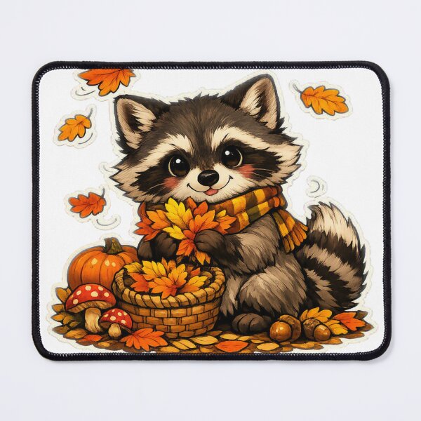 Item preview, Cozy Autumn Raccoon Sticker designed and sold by ANNART1602.