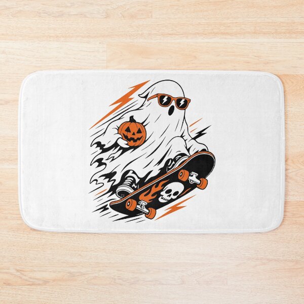 Item preview, Cool Skater Ghost Halloween Pumpkin Skateboard designed and sold by Simon-art-land.