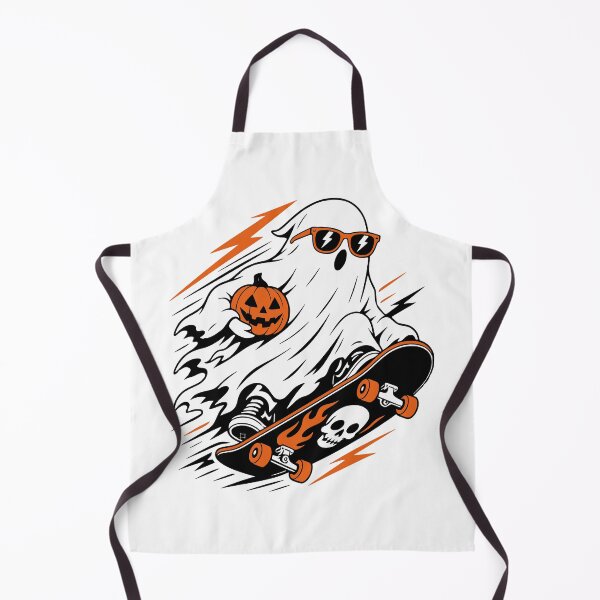 Item preview, Cool Skater Ghost Halloween Pumpkin Skateboard designed and sold by Simon-art-land.