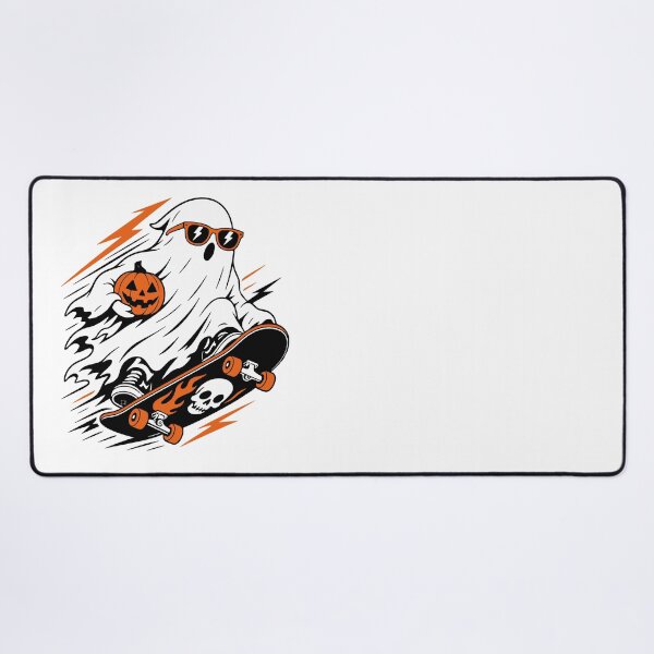 Item preview, Cool Skater Ghost Halloween Pumpkin Skateboard designed and sold by Simon-art-land.