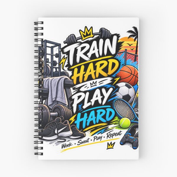 Item preview, Train Hard Play Hard Sports Sticker | Gym Basketball Soccer Skateboard Tennis designed and sold by Genzfirevibes.