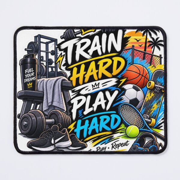 Item preview, Train Hard Play Hard Sports Sticker | Gym Basketball Soccer Skateboard Tennis designed and sold by Genzfirevibes.