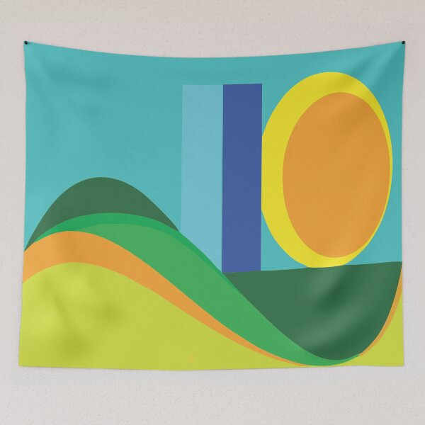 Item preview,  Geometric Sunset with Layered Color Waves and Bold Shapes" designed and sold by Johnnies.