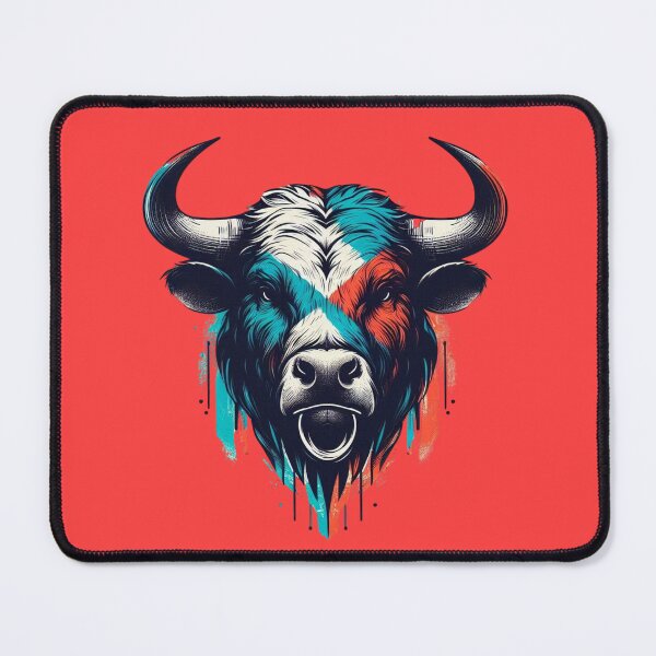 Item preview, Street Art Bull Head, Teal Coral Graffiti designed and sold by gkhanco.