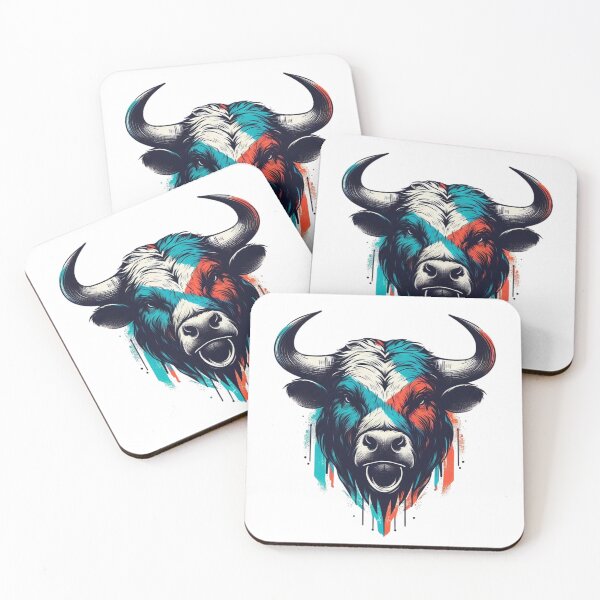 Item preview, Street Art Bull Head, Teal Coral Graffiti designed and sold by gkhanco.