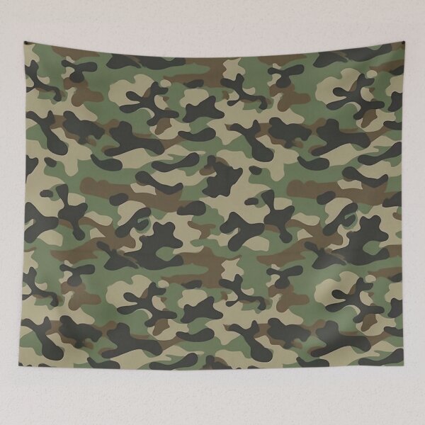 Item preview, Woodland Camo Pattern Classic Green Brown Military Camouflage designed and sold by Nine Lives Studio.
