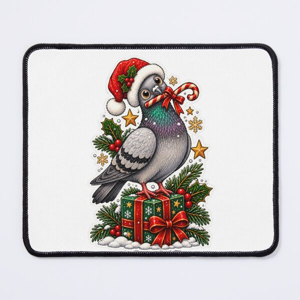Item preview, Christmas Pigeon with Candy Cane | Cute Santa Bird Holiday Design designed and sold by MrDev.