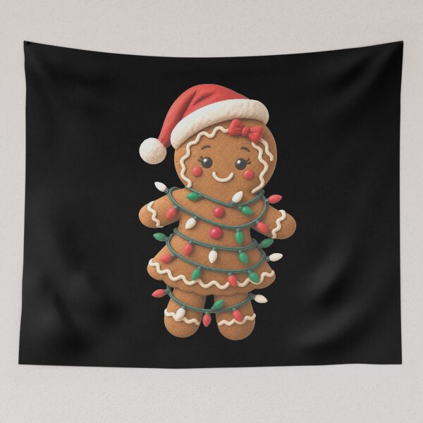 Item preview, Gingerbread Girl Santa Hat Christmas Lights Bow Women designed and sold by clothesy7.