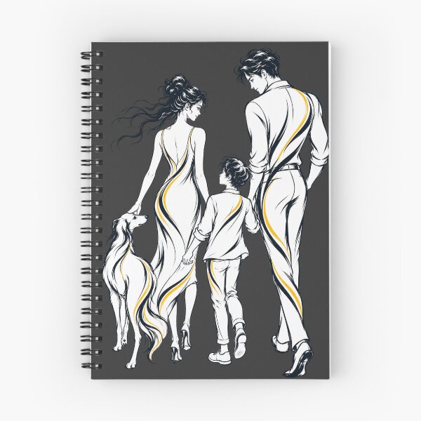 Item preview, Black , White and Gold Family Walk Line Art designed and sold by PrintGo26.