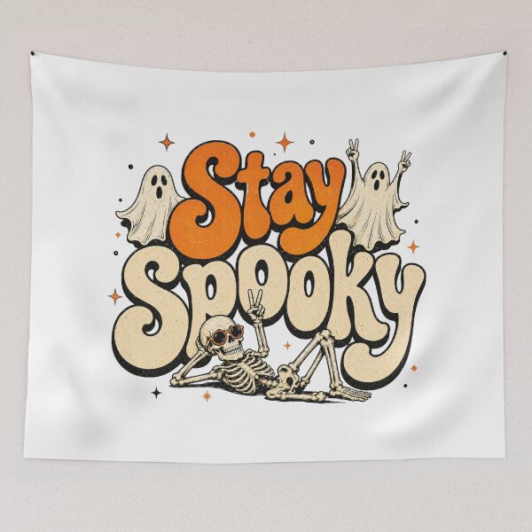 Item preview, Retro Stay Spooky Halloween Skeleton Crew designed and sold by Side Quest Co..